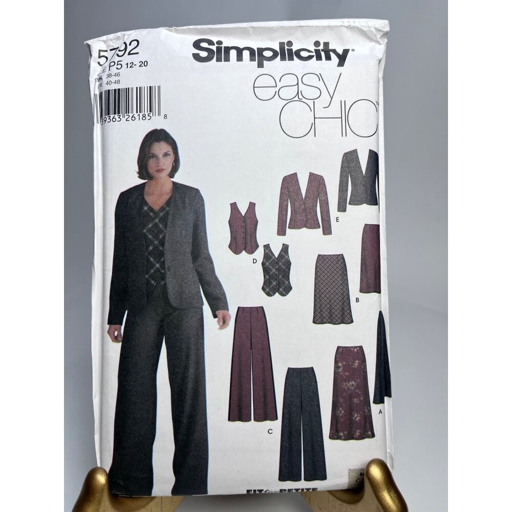 Vintage Simplicity 5792 P5 12-20 Misses Skirt Pants Vest Jacket Sewing Pattern